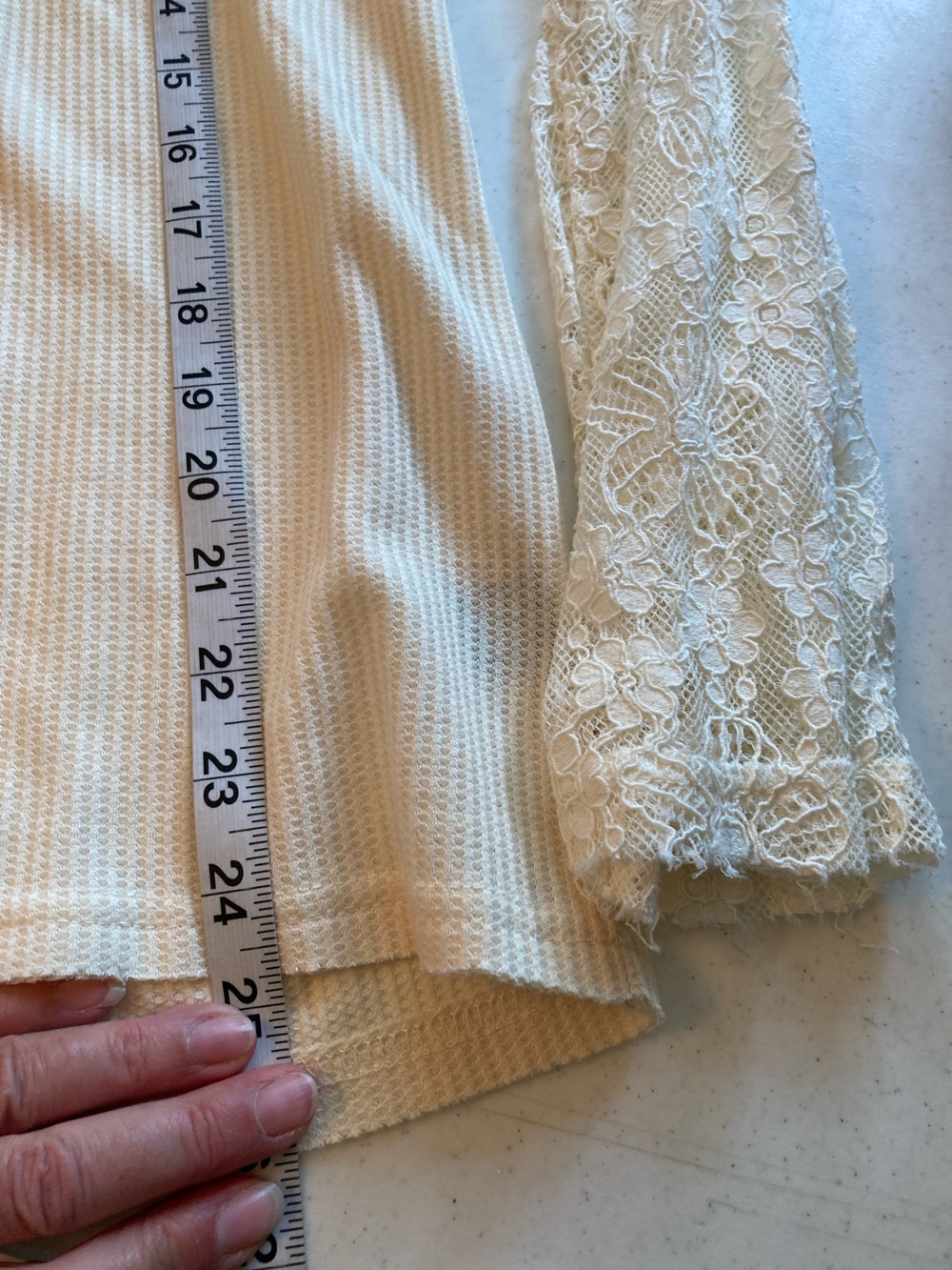 POL Cream Long-Sleeve Waffle Knit Top with Floral Appliqué - Picture 8 of 8